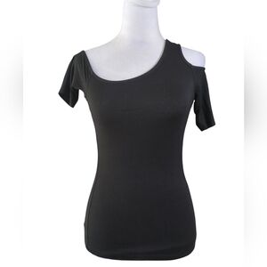 BLQ Black Cold Shoulder Women's Top Size 0 95 % Rayon